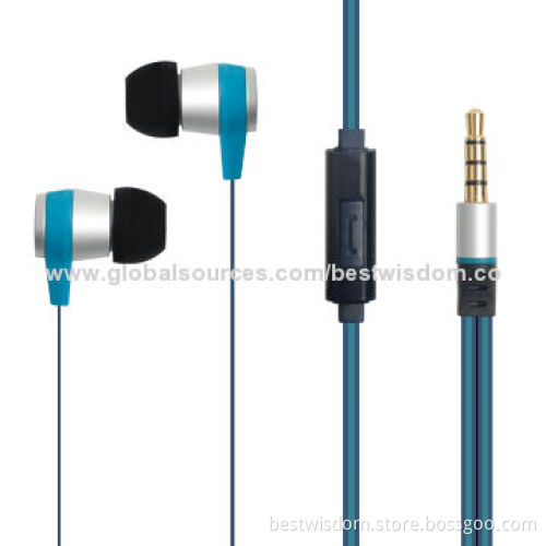 Flat Cable Earphones, In-ear Stereo, Best for iPod/MD/MP3/CD Players